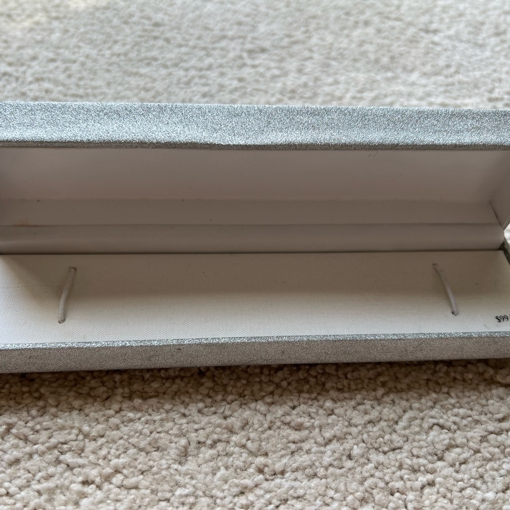 Silver Glitter Empty Rectangular Bracelet Box Only 8”X  2”X1.25” Jewelry Storage